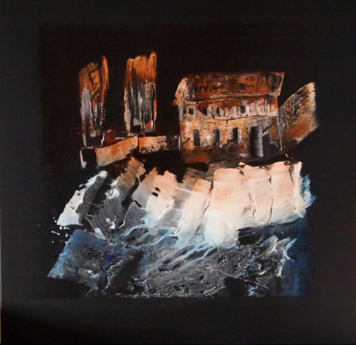 Mystical House 2 - Mischtechnik auf Leinen - 80 x 80 cm